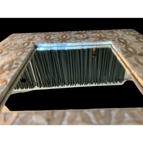 Vintage Mother of Pearl Abalone Shell Floral Design Wall Art Mirror 16" Square - Picture 5 of 11